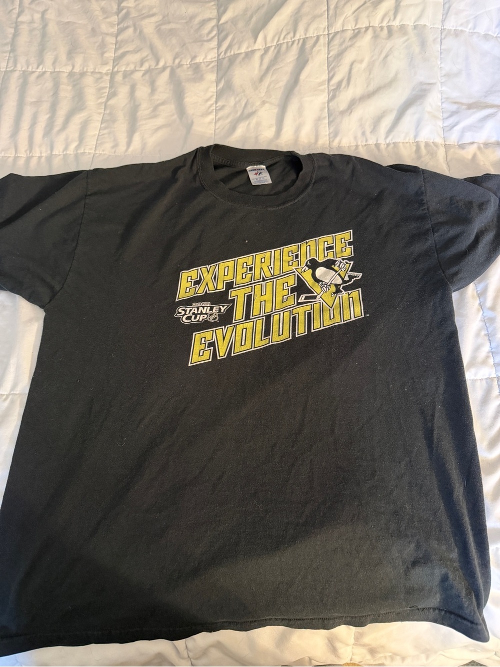 Vintage 00s Pittsburgh Penguins Jerzees Black NHL 'Experience The Evolution'